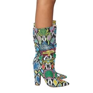 Fashion Nova Bring It On Heeled Boots - Rainbow Snake